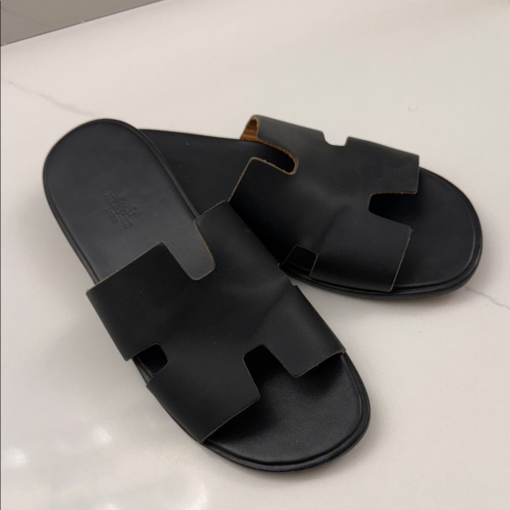 Hermes Black Men's Slide Sandals